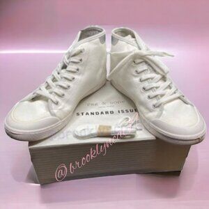 Rag & Bone Standard Issue Sneakers High Tops Canvas White Silver Lace Ups sz 11
